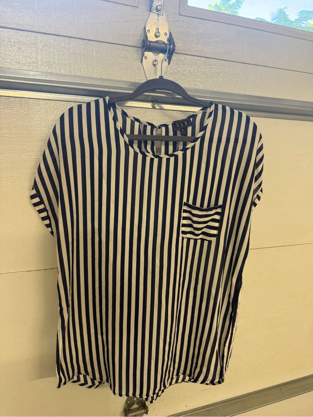 Black & White Striped Short Sleeve Tee with Pocket